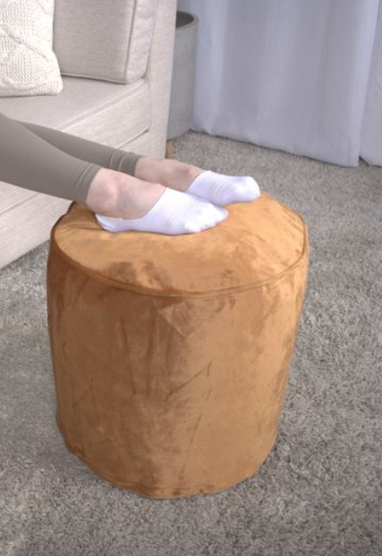 Shimon Cylinder Pouf, Apricot Apricot Pu Velvet