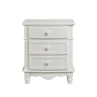 Classic Traditional White Finish 3 Drawers Nightstand 1Pc Decorative Accents Wooden Bedroom Furniture Bedside Table Turned Feet White 3 Drawers Bedroom Bedside Cabinet Classic,Traditional Drawers