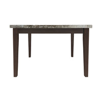 Dark Cherry Finish 7Pc Counter Height Set Marble Top Table With 6 Counter Height Chairs Dark Brown Faux Leather Upholstered Dining Kitchen Wooden Furniture Set Wood Marble Dark Brown Seats 6 Wood Dining Room Classic,Transitional 4 Leg Square Dining Table
