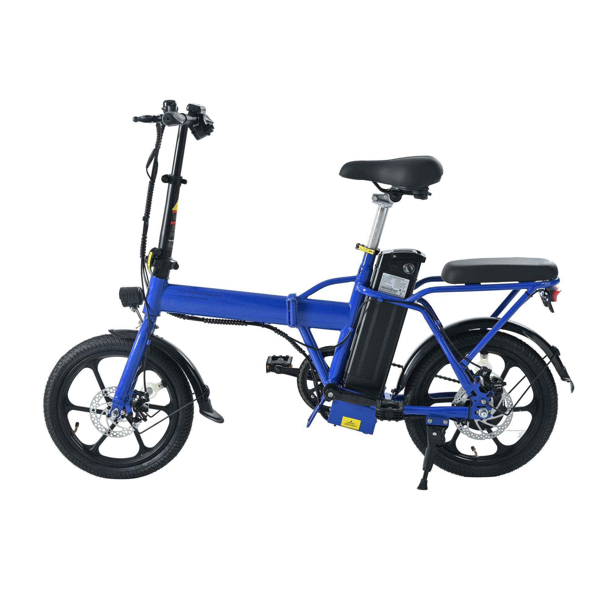 Adult Electric Bicycles 500 W Motor 15.5 Mph Max Speed, 16Inch Tire, 42 V 10.4 Ah Removable Battery For Electric Bike, Multi Shock Absorption, City Commuter, Fold Able Adult Electric Bicycle Cycling Blue Foldable Garden & Outdoor American Design,Modern