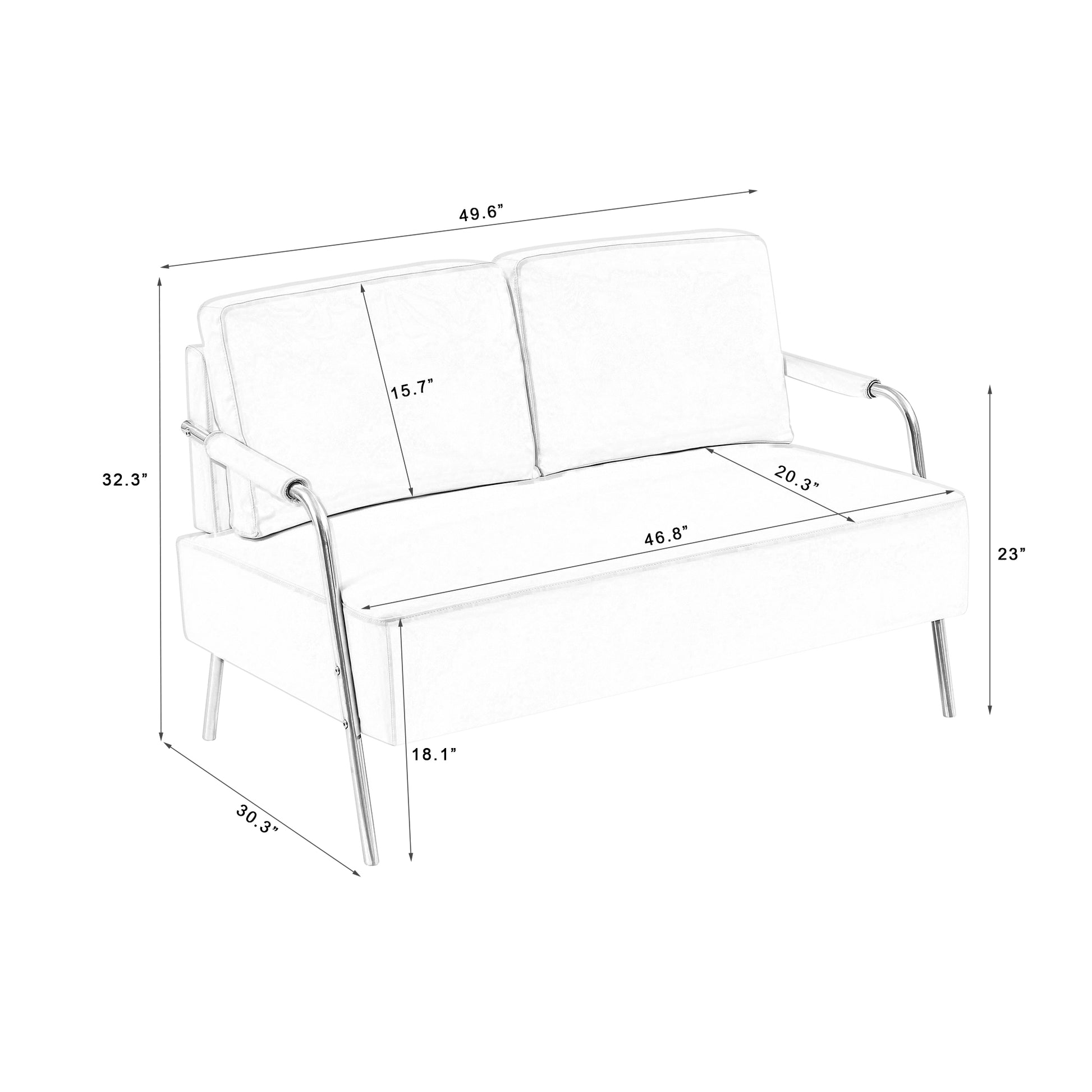 Small Sofa Seater Pet Friendly Fabric Upholstered Loveseat 2 Seater Couch With Removable Back Cushion And Metal Leg, Modern Couches For Small Spaces Living Room, Bedroom, Apartment, Coffee Coffee Fabric