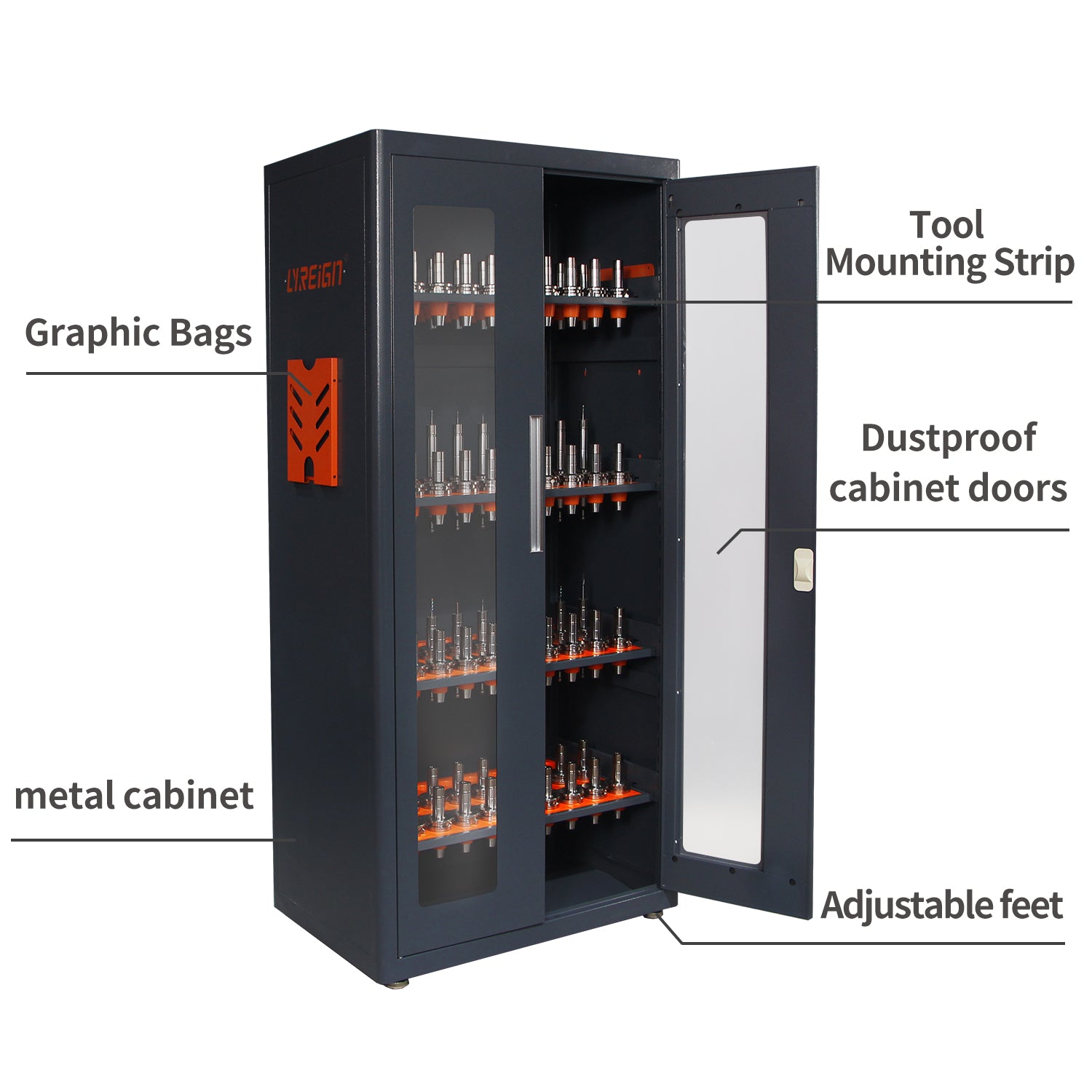 Cnc Tool Cabinet Cnc Tool Holder Storage System Cat40 Tool Cabinet Gray Wash Abs Steel Q235