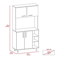 95 Pantry Kit, Four Legs, Double Door Cabinet, Three Shelves White Freestanding White Kitchen Open Storage Space Modern Particle Board Particle Board