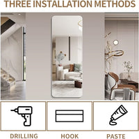 65"X 24" Inch Full Body Round Corner Mirror For Living Room Bedroom Cloakroom Wall Hanging With Hanging Hole High Quality 5Mm Silver Mirror Explosion Proof Glass Clear Modern Glass
