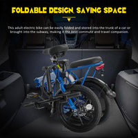 Adult Electric Bicycles 500 W Motor 15.5 Mph Max Speed, 16Inch Tire, 42 V 10.4 Ah Removable Battery For Electric Bike, Multi Shock Absorption, City Commuter, Fold Able Adult Electric Bicycle Cycling Blue Foldable Garden & Outdoor American Design,Modern