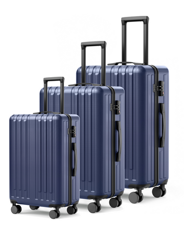 3 Piece Luggage Set With 360 Spinner Wheels Suitcases With Hard Sided Lightweight Abs Material Dark Blue Abs