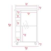 Vegas Bar Cart, Two Tier Cabinet With Glass Door, Six Cubbies For Liquor Gray Gray Primary Living Space Modern Rectangular Stationary Kitchen Islands Pine Particle Board Engineered Wood Medium 40 55In