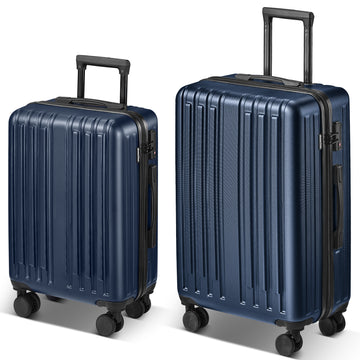 2 Piece Luggage Set With 360 Spinner Wheels Suitcases With Hard Sided Lightweight Abs Material Dark Blue Abs