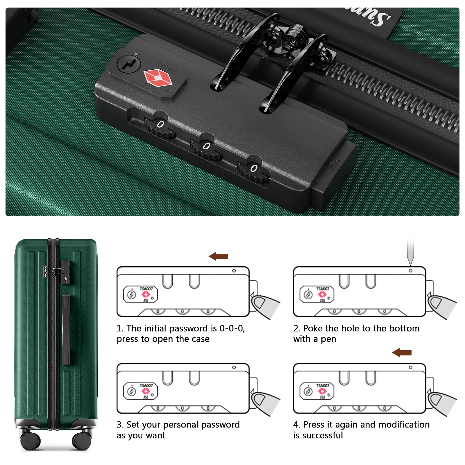 2 Piece Luggage Set With 360 Spinner Wheels Suitcases With Hard Sided Lightweight Abs Material Green Abs