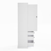 Assembly 77Inch Farmhouse Kitchen Pantry, Freestanding Tall Cupboard Storage Cabinet With 3 Adjustable Shelves, 8 Door Shelves, 3 Drawers For Kitchen, Dining Room, White White Kitchen Farmhouse