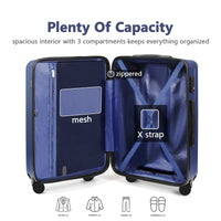 2 Piece Luggage Set With 360 Spinner Wheels Suitcases With Hard Sided Lightweight Abs Material Dark Blue Abs