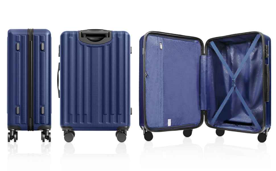 2 Piece Luggage Set With 360 Spinner Wheels Suitcases With Hard Sided Lightweight Abs Material Dark Blue Abs