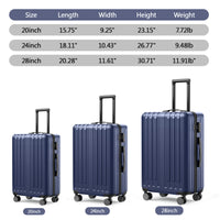 24 Inch Checked Luggage With 360 Spinner Wheels Suitcases With Hard Sided Lightweight Abs Material Blue Abs