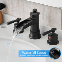 Bathroom Faucets For Sink 3 Hole Black 8 Inch Widespread Bathroom Sink Faucet With Pop Up Drain Double Lever Handle Faucet Bathroom Vanity Faucet Basin Mixer Tap Faucet With Hose Bathroom Joystick Geometric Two Black Side Sprayer Deck Mounted Cartridge