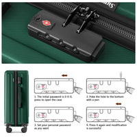 24 Inch Checked Luggage With 360 Spinner Wheels Suitcases With Hard Sided Lightweight Abs Material Green Abs