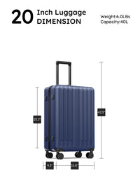 20 Inch Carry On Luggage With 360 Spinner Wheels Suitcases With Hard Sided Lightweight Abs Material Dark Blue Abs