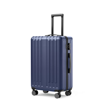 24 Inch Checked Luggage With 360 Spinner Wheels Suitcases With Hard Sided Lightweight Abs Material Blue Abs