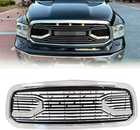 Chrome Big Horn Style Front Grille For 2013 2014 2015 2016 2017 2018 Dodge Ram 1500 Matt Black Abs Abs