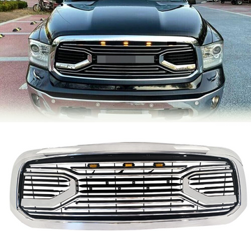 Front Grille For 2013 2014 2015 2016 2017 2018 Dodge Ram 1500 Chrome Grille Big Horn Style With Letters W Lights Matte Black Abs Abs