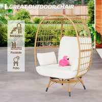 Outdoor Wicker Chair 440 Lbs Capacity, Patio Chairs With 4 Thicken Cushionsoversized Lounge Chairs With Durable Steel Frame Perfect For Balcony, Backyard, Bedroom Yes Ivory Garden & Outdoor Modern Complete Patio Sets Wicker