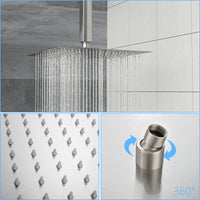 Rain Fixed Shower Head 12 Inch Square, Brushed Nickel Brushed Nickel Stainless Steel