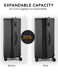 3 Pieces Set Luggage Hard Sided Expandable Luggage With Tsa Lock Travel Essentials Suitcase With Spinner Wheels Black Abs