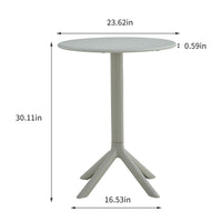 3 Piece Plastic Arm Chair Bistro Grs Premium Ocean Plastic, Light Grey Light Grey Plastic