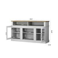 58 Inch Tv Stand With Storage Cabinet And Shelves, Tv Console Table Entertainment Center For Living Room,Bedroom White 50 59 Inches Particle Board