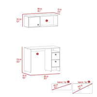 Khali 2 Pc Office Set, Two Shelves, Two Drawers, Wall Cabinet, Single Door Cabinet, Light Oak Taupe Multicolor Office Modern Particle Board Particle Board