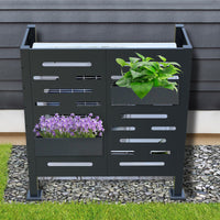 Air Conditioner Fence For Outdoor Units,Metal Privacy Fence Cover, Perfect To Conceal Air Conditioning Units,3 Fence Panels Charcoal Steel