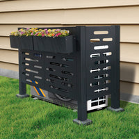 Air Conditioner Fence For Outdoor Units,Metal Privacy Fence Cover, Perfect To Conceal Air Conditioning Units,3 Fence Panels Charcoal Steel