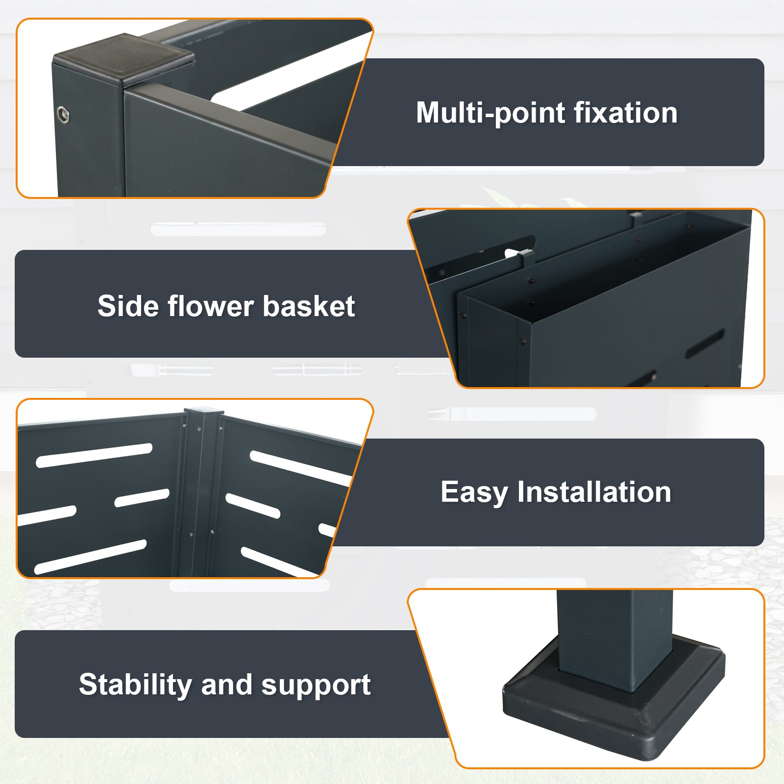 Air Conditioner Fence For Outdoor Units,Metal Privacy Fence Cover, Perfect To Conceal Air Conditioning Units,3 Fence Panels Charcoal Steel