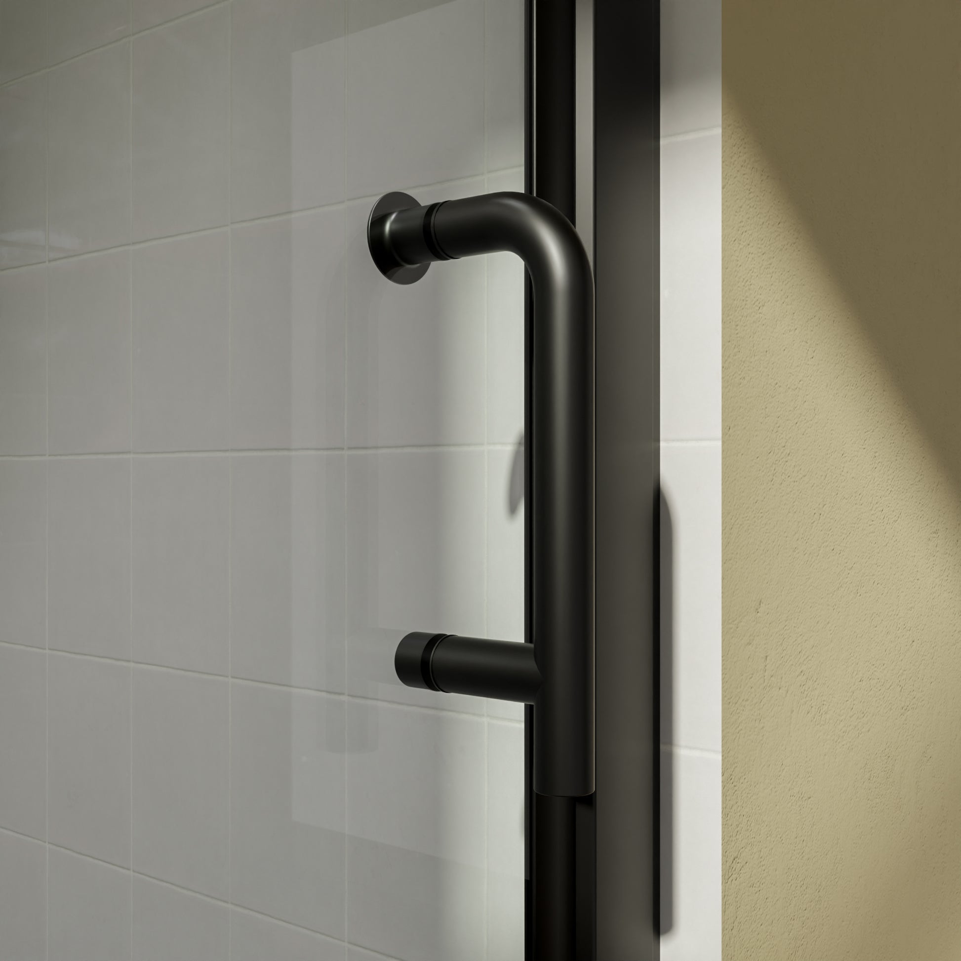 32 To 33 3 8 In. W X 72 In. H Bi Fold Semi Frameless Shower Doors In Matte Black With Clear Glass Black Glass