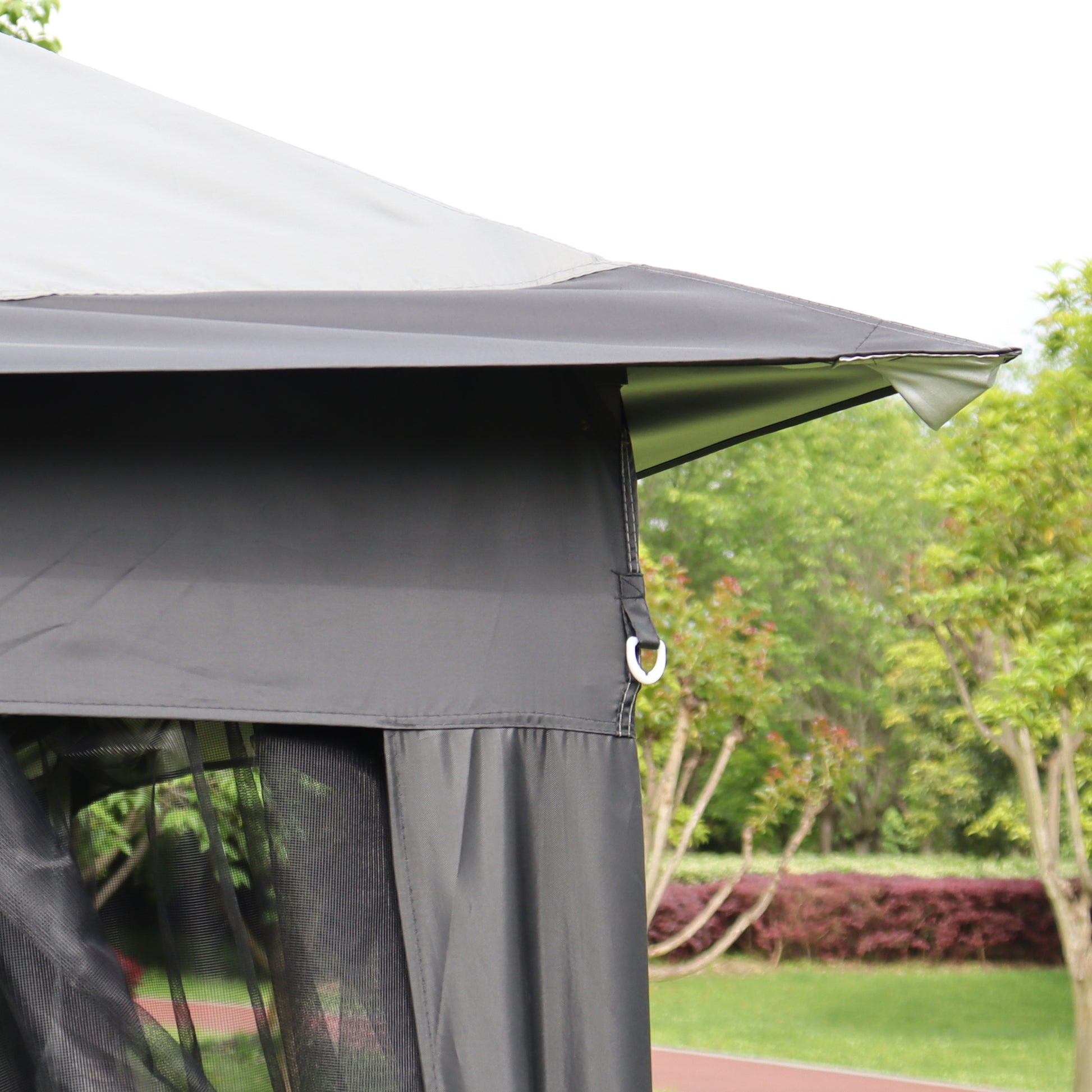 Outdoor 11X 11Ft Pop Up Gazebo Canopy With Removable Zipper Netting,2 Tier Soft Top Event Tent,Suitable For Patio Backyard Garden Camping Area,Grey Grey Metal