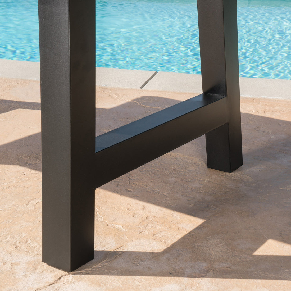 Valencia Outdoor Concrete Dinning Table Leg Black Iron