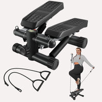 Steppers For Exercise, Stair Stepper With Resistance Bands, Mini Stepper With 330Lbs Loading Capacity, Hydraulic Fitness Stepper With Lcd Monitor, No Assembly Required Black Durable Primary Living Space Contemporary Body Building Abs Rubber Steel Q235