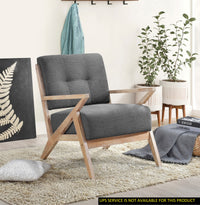 Modern Tufted Back Accent Chair 1Pc Dark Gray Upholstery Antique Finish Solid Rubberwood Unique Design Furniture Dark Gray Primary Living Space Modern,Rustic Rubberwood Solid Wood