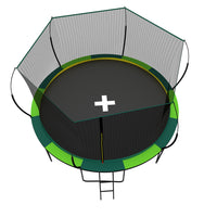 Yc 14Ft Recreational Trampolines With Enclosure For Kids And Adults With Patented Fiberglass Curved Poles Pumpkin Green Green Steel