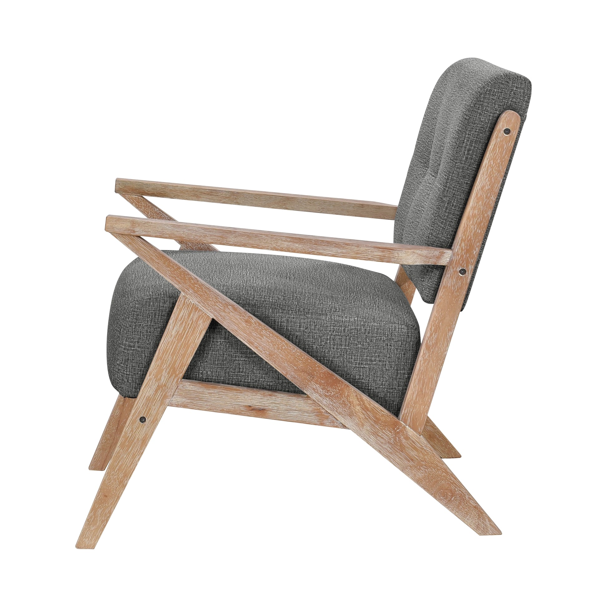 Modern Tufted Back Accent Chair 1Pc Dark Gray Upholstery Antique Finish Solid Rubberwood Unique Design Furniture Dark Gray Primary Living Space Modern,Rustic Rubberwood Solid Wood