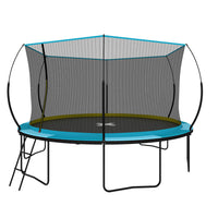 Yc 14Ft Recreational Trampolines With Enclosure For Kids And Adults With Patented Fiberglass Curved Poles Pumpkin Blue Blue Steel