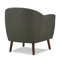Gray Fabric Upholstered Accent Chair 1Pc Espresso Finish Legs Button Tufted Solid Wood Furniture Living Room Chair Gray Primary Living Space Mid Century Modern,Retro Solid Wood