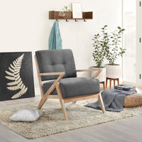 Modern Tufted Back Accent Chair 1Pc Dark Gray Upholstery Antique Finish Solid Rubberwood Unique Design Furniture Dark Gray Primary Living Space Modern,Rustic Rubberwood Solid Wood