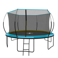 Yc 14Ft Recreational Trampolines With Enclosure For Kids And Adults With Patented Fiberglass Curved Poles Pumpkin Blue Blue Steel