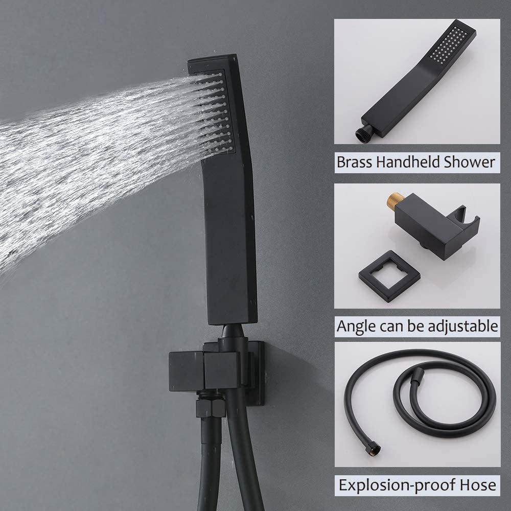 10 Inch Shower Head Bathroom Luxury Rain Mixer Shower Complete Combo Set Wall Mounted Matte Black Wall Mounted Bathroom Brass