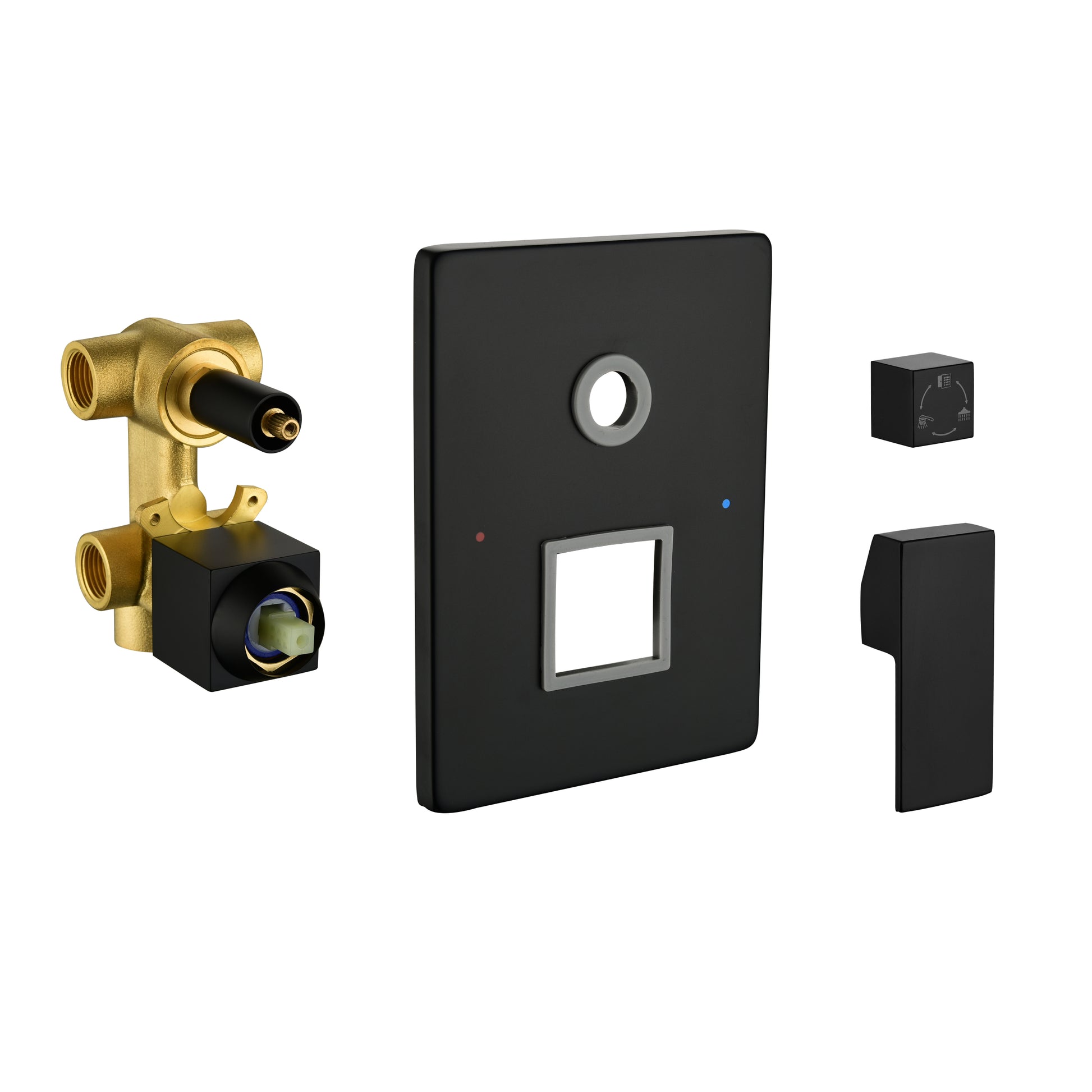 Shower System, 10 Inch Matte Black Full Body Shower System With Body Jets, Square Rainfall Shower Head, Handheld Shower, And 3 Functions Pressure Balance Shower Valve, Bathroom Luxury Faucet Set. Matte Black Bathroom Brass