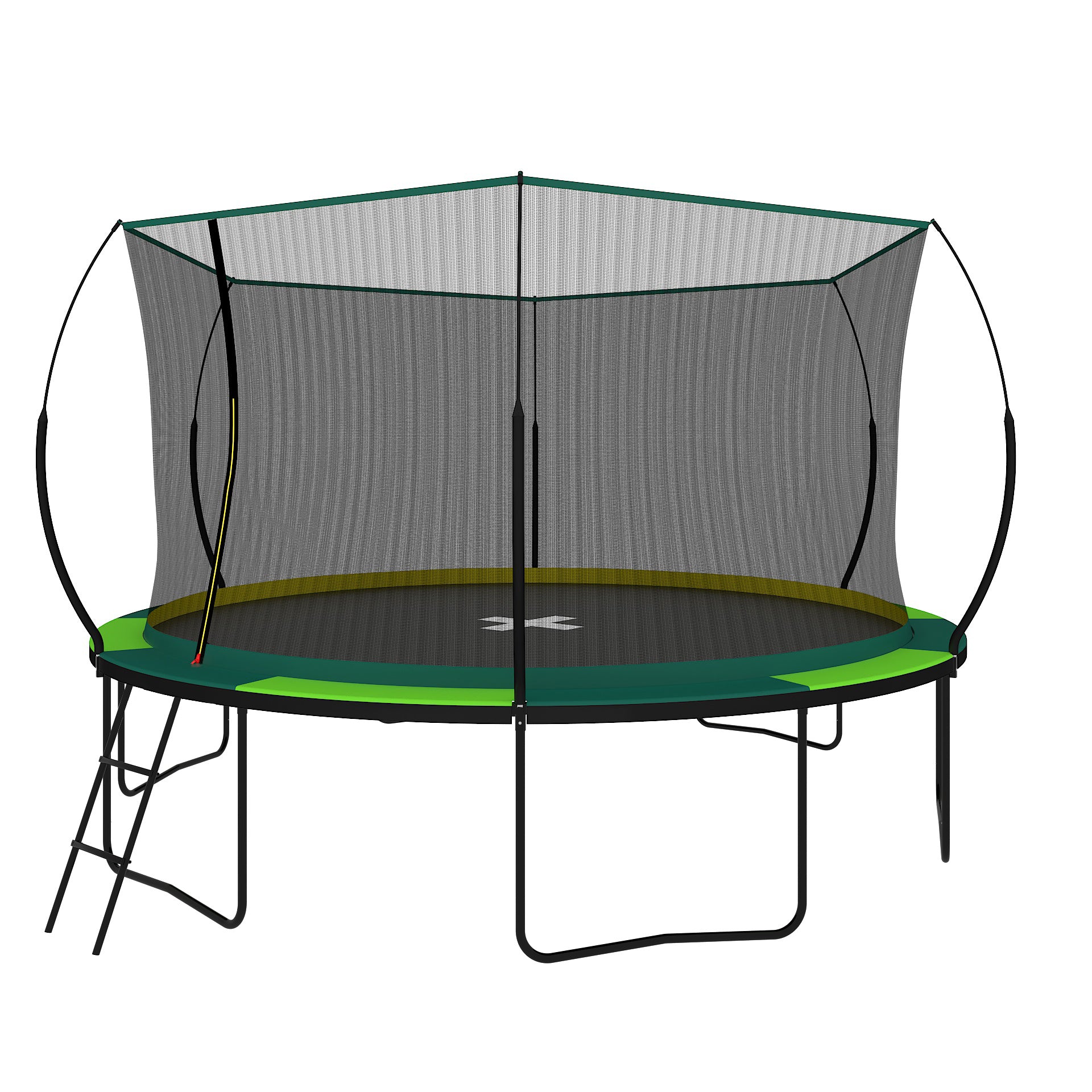 Yc 14Ft Recreational Trampolines With Enclosure For Kids And Adults With Patented Fiberglass Curved Poles Pumpkin Green Green Steel