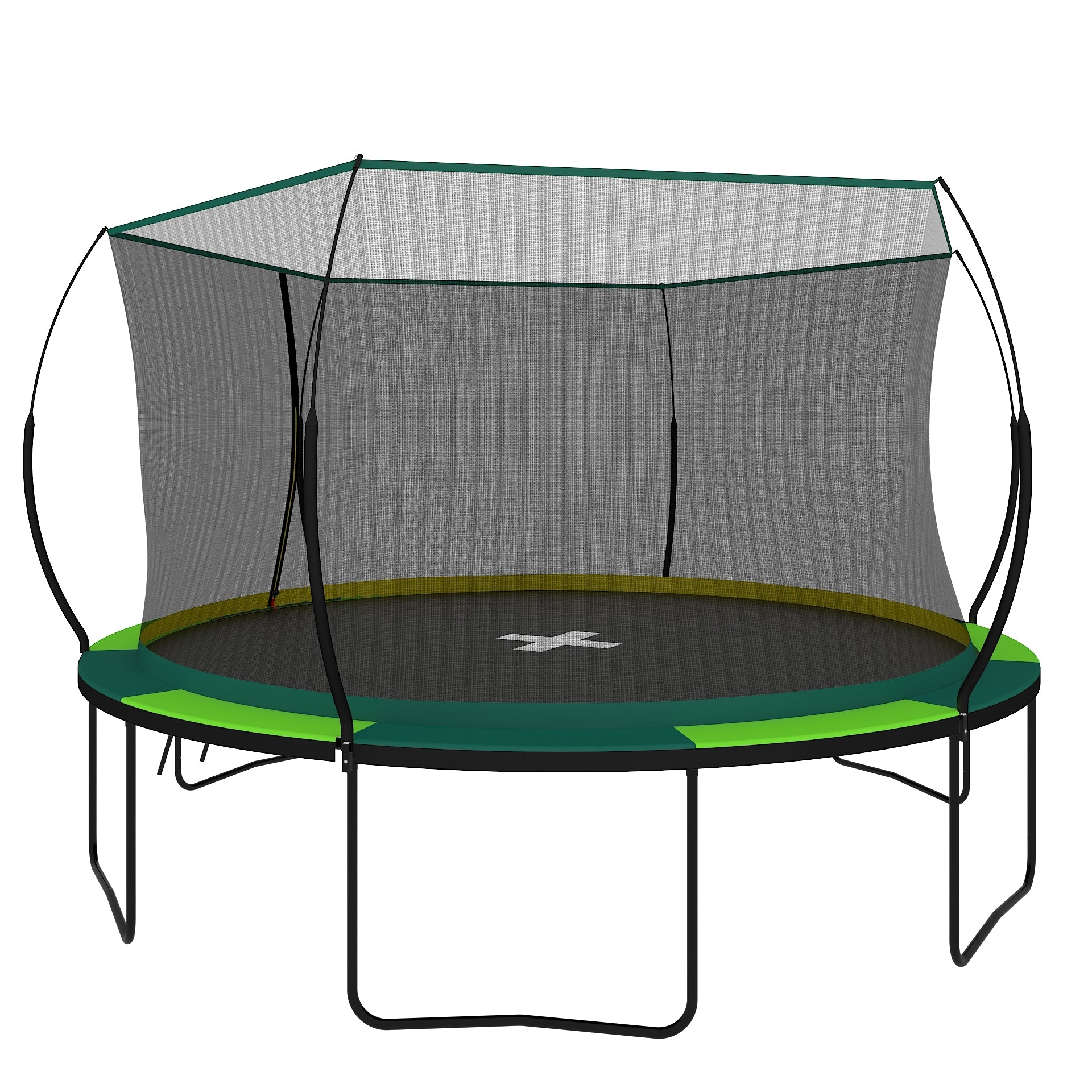 Yc 14Ft Recreational Trampolines With Enclosure For Kids And Adults With Patented Fiberglass Curved Poles Pumpkin Green Green Steel