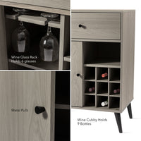 Modern Grey Wine Cabinet, Single Drawer, Single Cabinet With A Removable Wine Rack Gray Engineered Wood