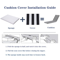2Pcs Outdoor Lounge Chair Cushion Replacement Patio Funiture Seat Cushion Chaise Lounge Cushion Black White Stripe Black White Polyester