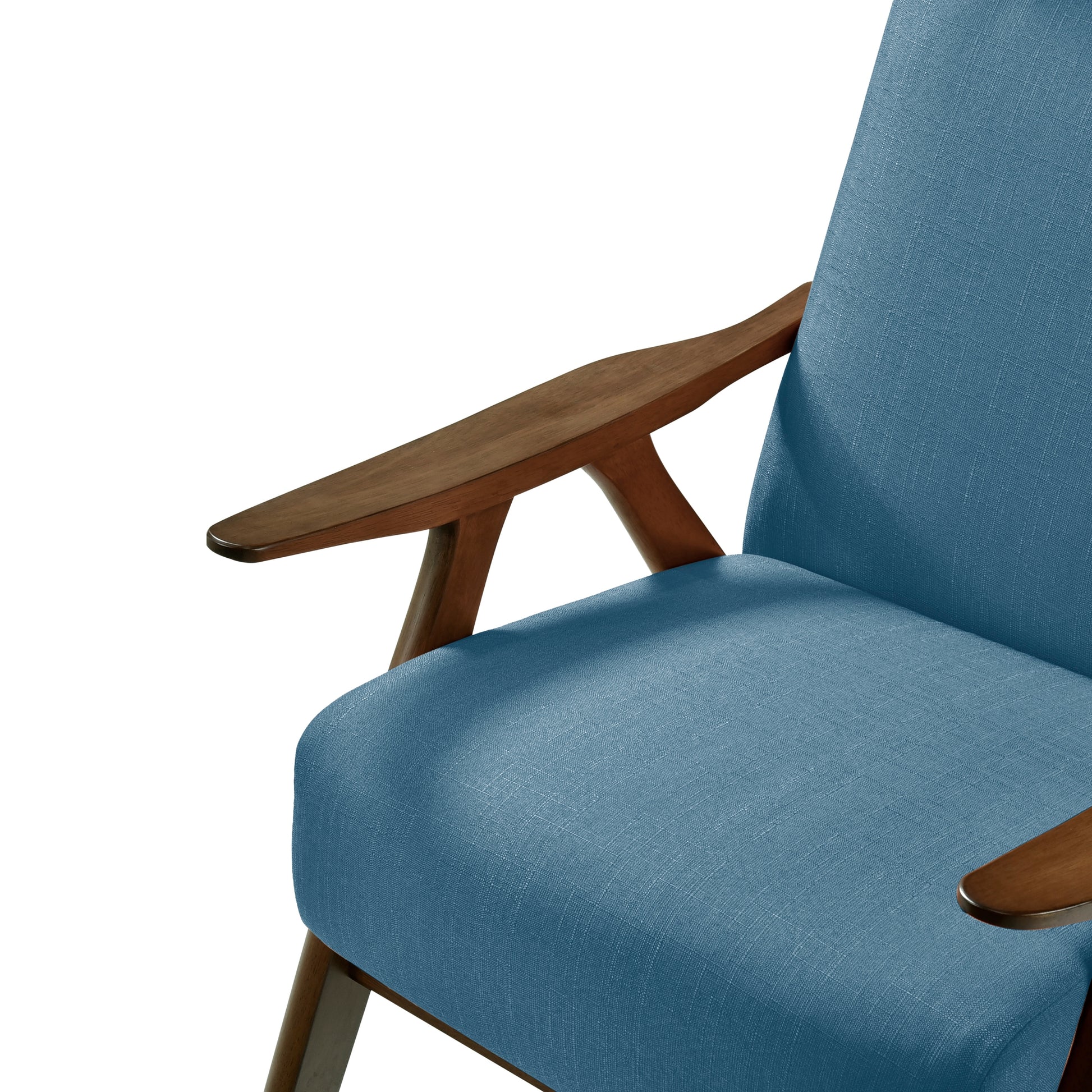 Modern Accent Chair 1Pc Blue High Back Chair Cushion Seat And Back Walnut Finish Solid Wood Living Room Furniture Blue Primary Living Space Modern,Traditional Rubberwood Solid Wood